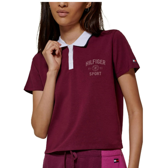 Tommy Hilfiger Tops - TOMMY HILFIGER SPORT Cropped Polo Shirt Medium Purple Crushed Grape NWT